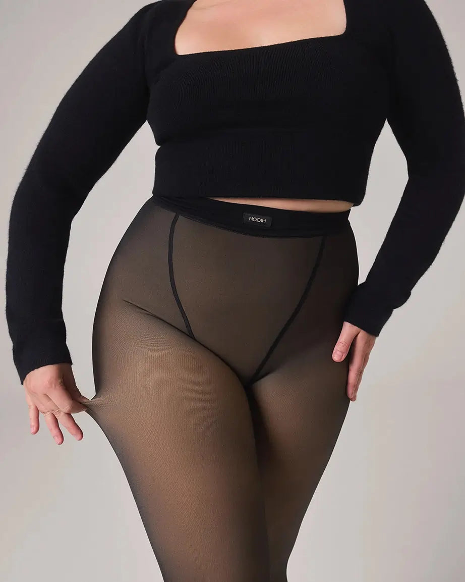 Sheer Winter Stockings with Fleece Lining - Plus Size up to 100kg Pantyhose