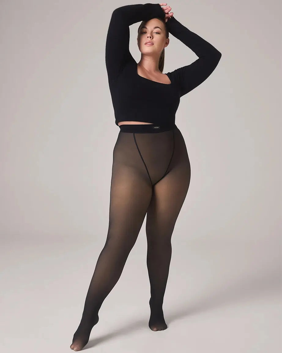 Sheer Winter Stockings with Fleece Lining - Plus Size up to 100kg Pantyhose