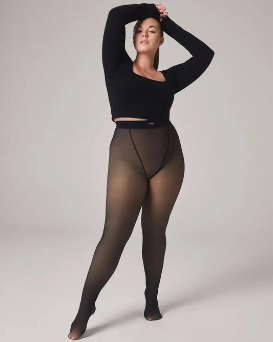 Sheer Winter Stockings with Fleece Lining - Plus Size up to 100kg Pantyhose