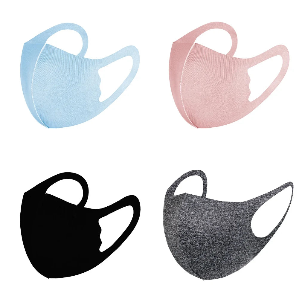 Kids cotton ice silk face masks in blue, pink, black and grey