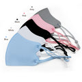 Kids ice silk face masks in blue, white, black, pink and grey