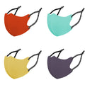 Kids ice silk face masks in maroon, ferozi, yellow and plum with adjustable ear loops