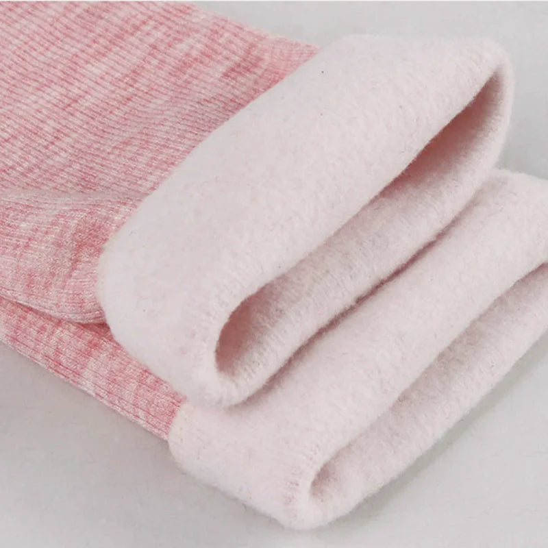 Close-up of the thick plush fleece lining inside the premium socks