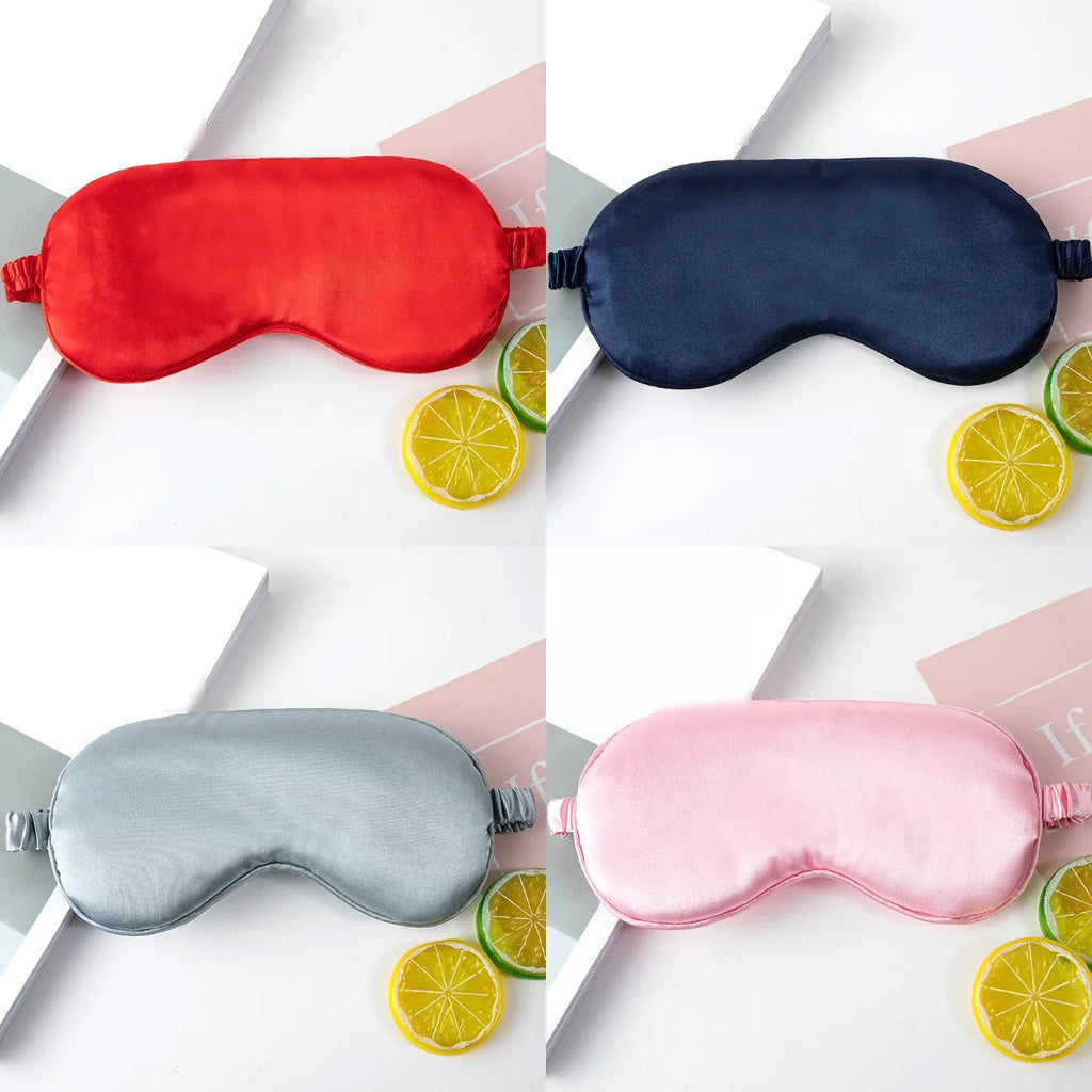 Satin sleep eye masks in red, navy, grey and pink