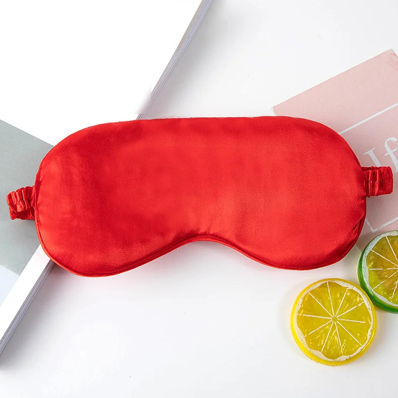 Red satin sleep eye mask with elastic strap