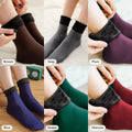 Gift pack of 6 velvet fleece-lined thermal socks in brown, grey, plum, blue, green and maroon